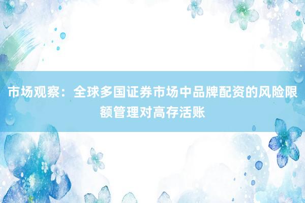 市场观察：全球多国证券市场中品牌配资的风险限额管理对高存活账