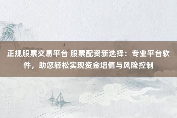 正规股票交易平台 股票配资新选择：专业平台软件，助您轻松实现资金增值与风险控制