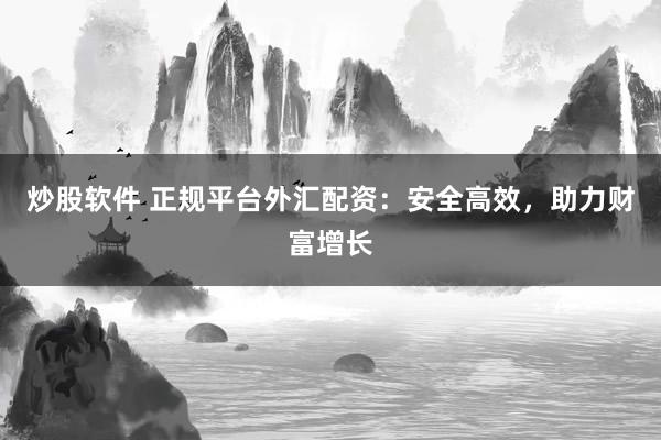 炒股软件 正规平台外汇配资：安全高效，助力财富增长