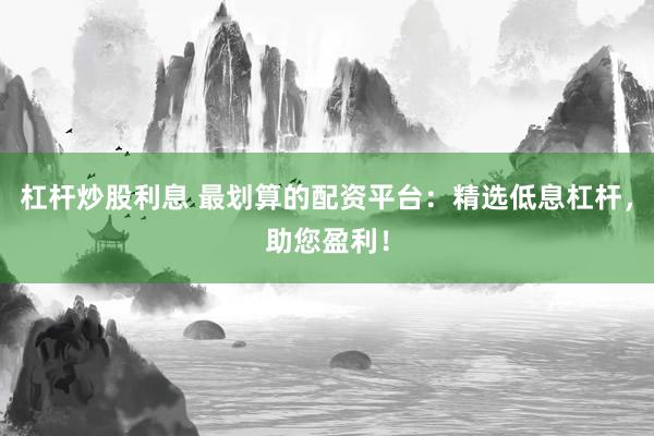 杠杆炒股利息 最划算的配资平台：精选低息杠杆，助您盈利！