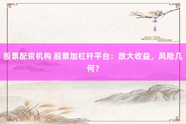 股票配资机构 股票加杠杆平台：放大收益，风险几何？