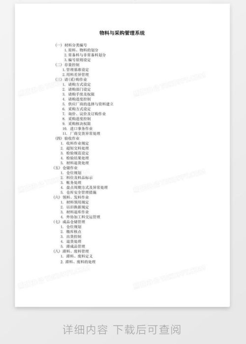 物料与采购管理系统word模板下载 熊猫办公